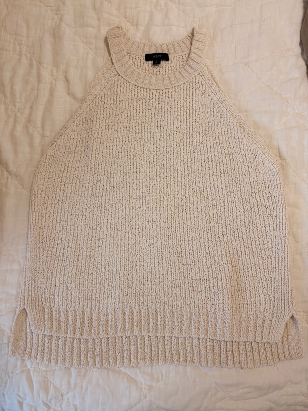 J. Crew Neutral Cream Knit Sleeveless Scoop Sweater